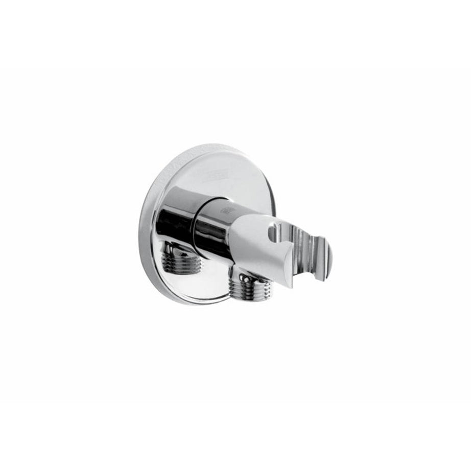 Shower Wall Outlet Handset Holder Bracket Round Chrome Wall Mount Bathroom - Image 1