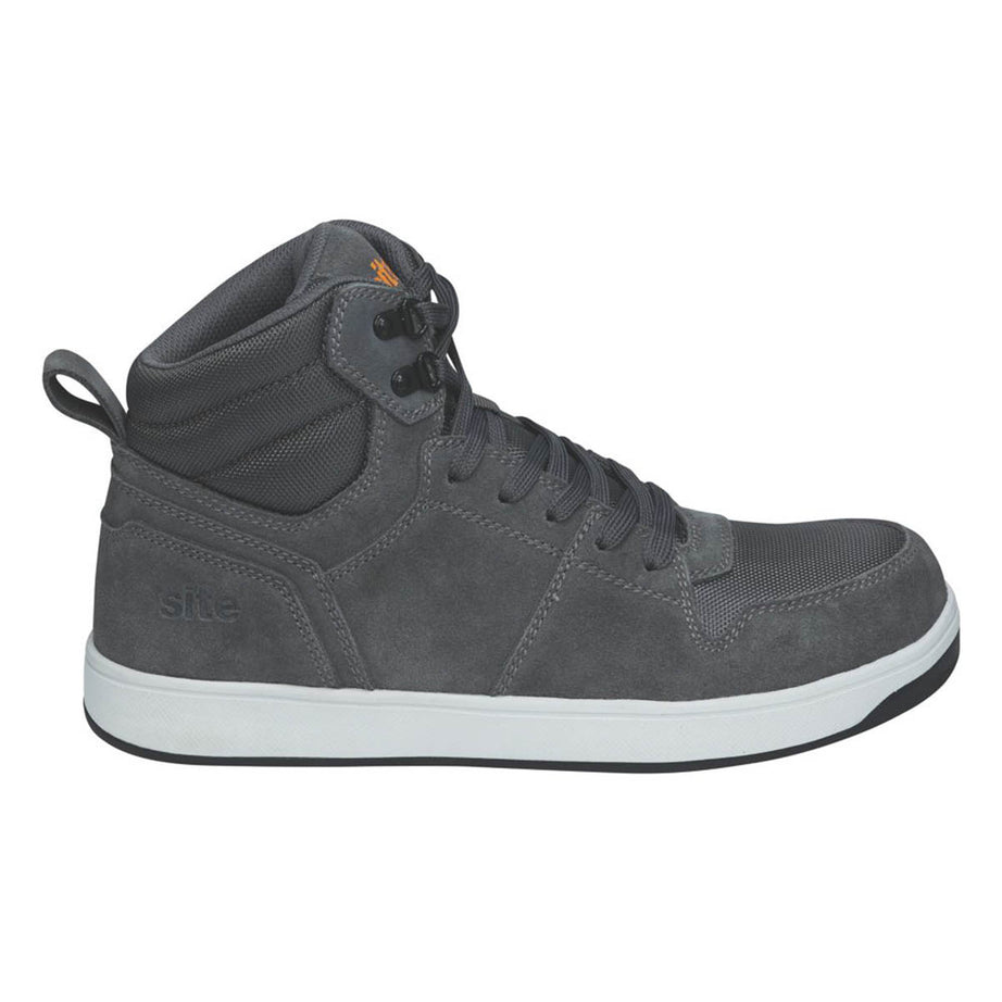 Site Safety Trainer Boots Mens Standard Fit Grey Leather Shoes Steel Toe Size 12 - Image 1