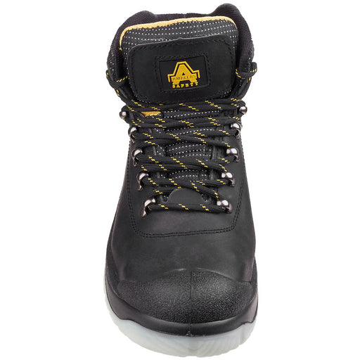 Amblers Men Safety Boots Black Leather Textile Padded Steel Toe Cap Size 8 - Image 1