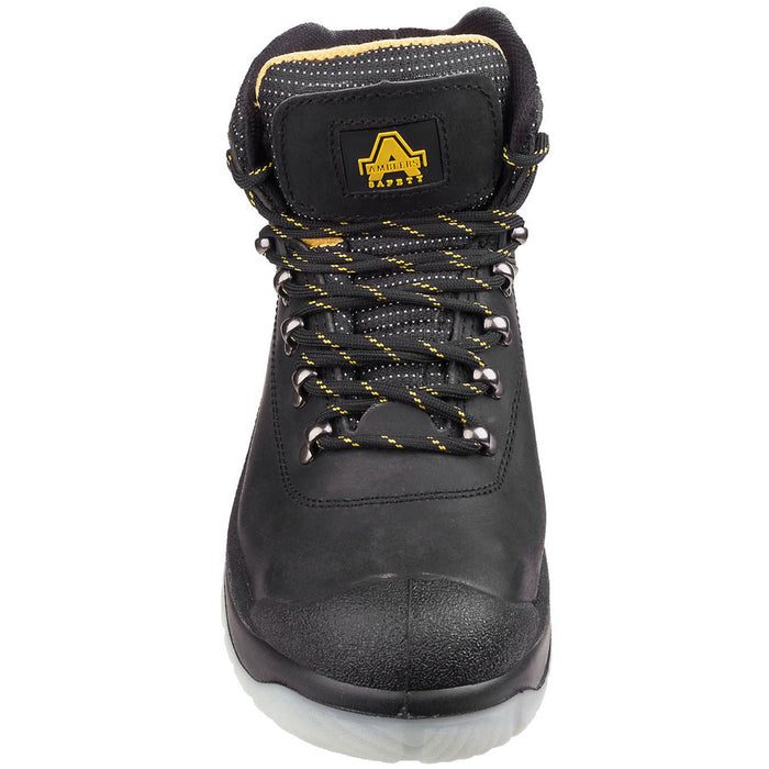 Amblers Men Safety Boots Black Leather Textile Padded Steel Toe Cap Size 8 - Image 1