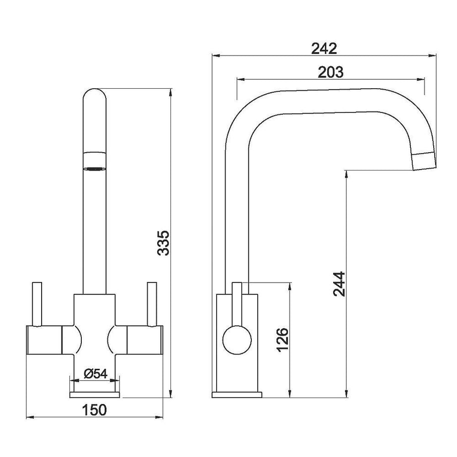 Swirl Kitchen Tap Mono Mixer Divine Chrome Dual Lever Control Built-In Aerator - Image 3