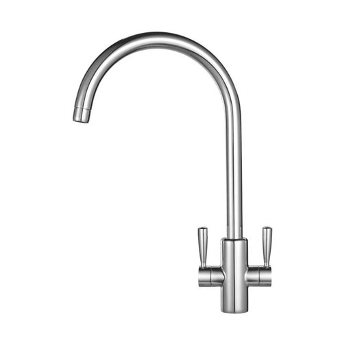 Kitchen Mixer Tap Mono Dual Lever Swivel Spout Chrome Modern Sink-Mounted - Image 1