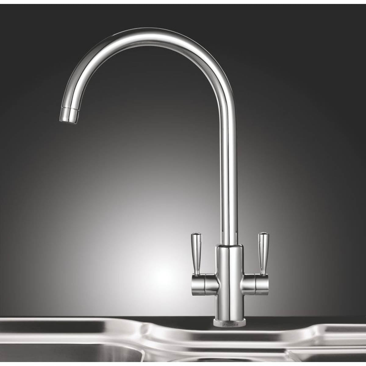 Kitchen Mixer Tap Mono Mixer Double Lever Chrome Swivel Spout Modern Faucet - Image 6