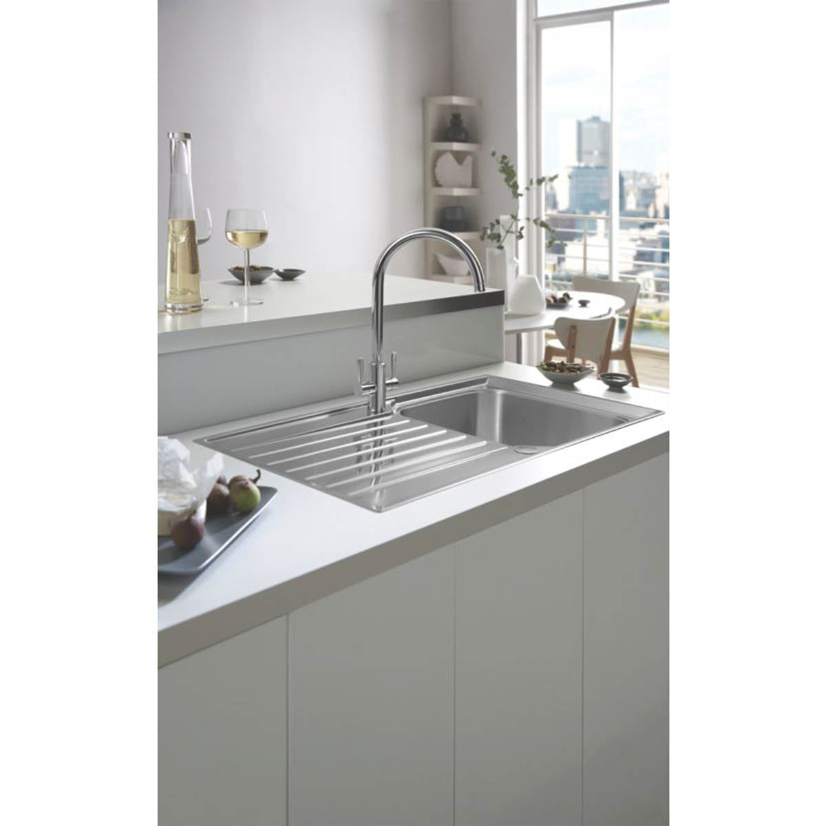 Kitchen Mixer Tap Mono Mixer Double Lever Chrome Swivel Spout Modern Faucet - Image 7