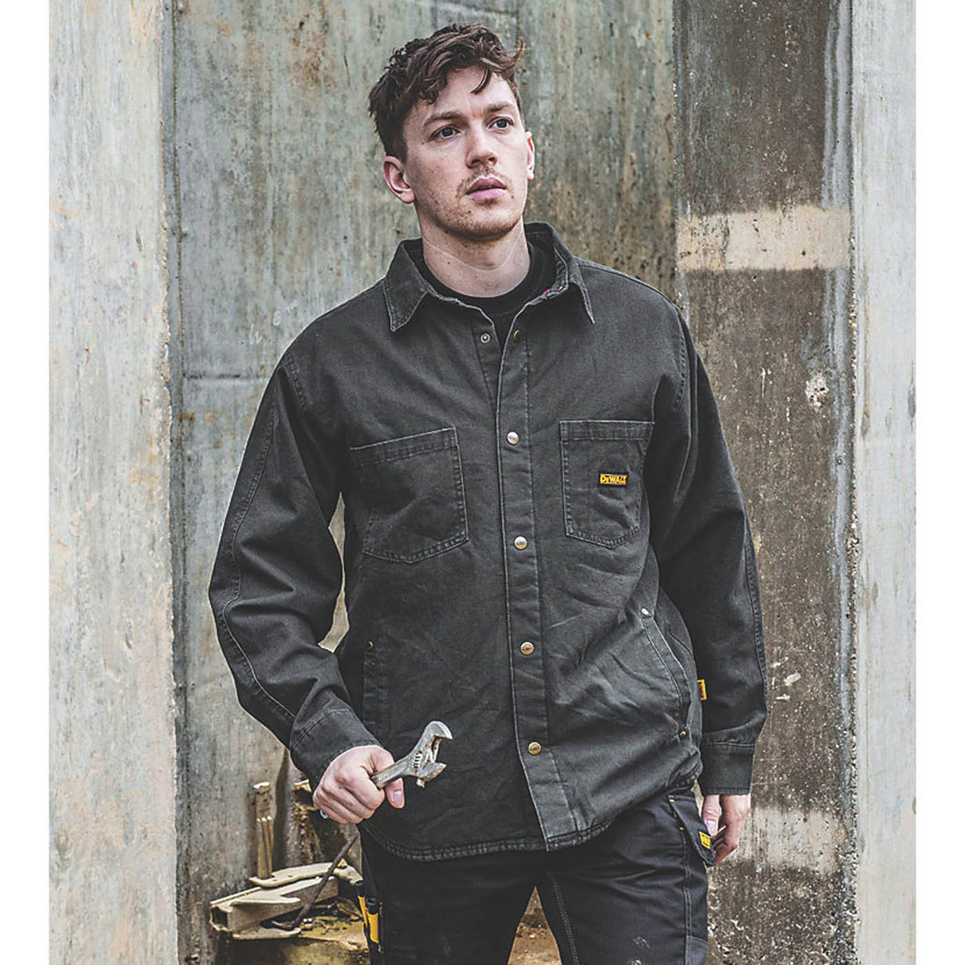 DeWalt Work Jacket Mens Grey Canvas Popper Pockets X Large 42-44" Chest - Image 6