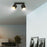 Ceiling Spotlight Bar 2-Way Black Fabric Lampshades Adjustable Heads Modern - Image 2