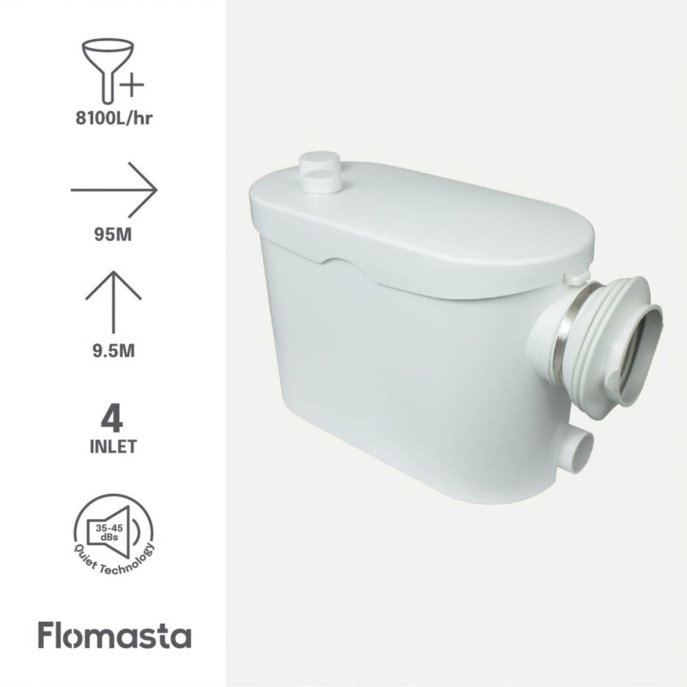 Flomasta  Macerator WC & Bathroom (Slim)  400W 220-240V - Image 3