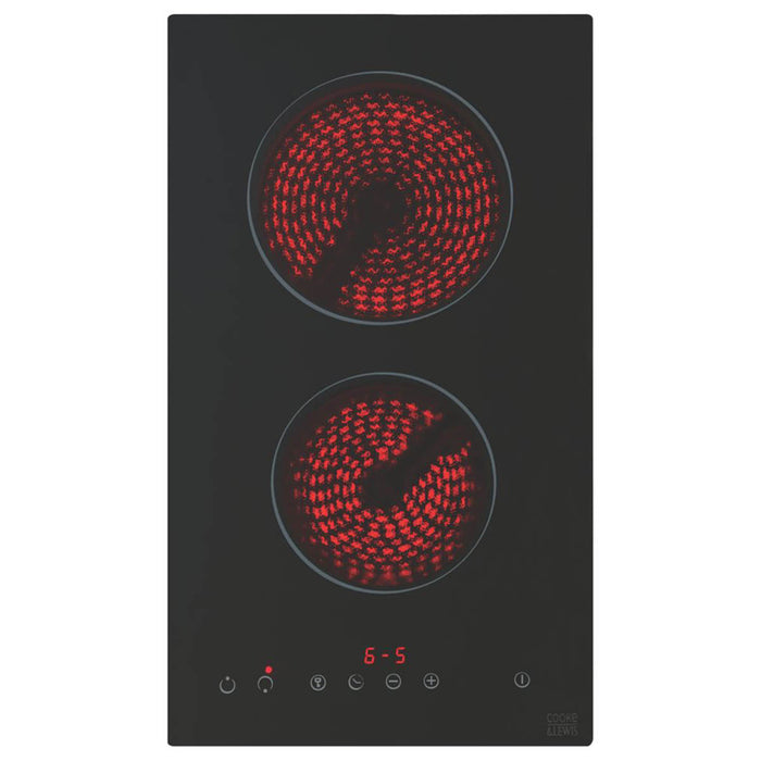 Cooke and Lewis Electric Hob Ceramic 2 Zone Touch Control Black Built In 29cm - Image 2