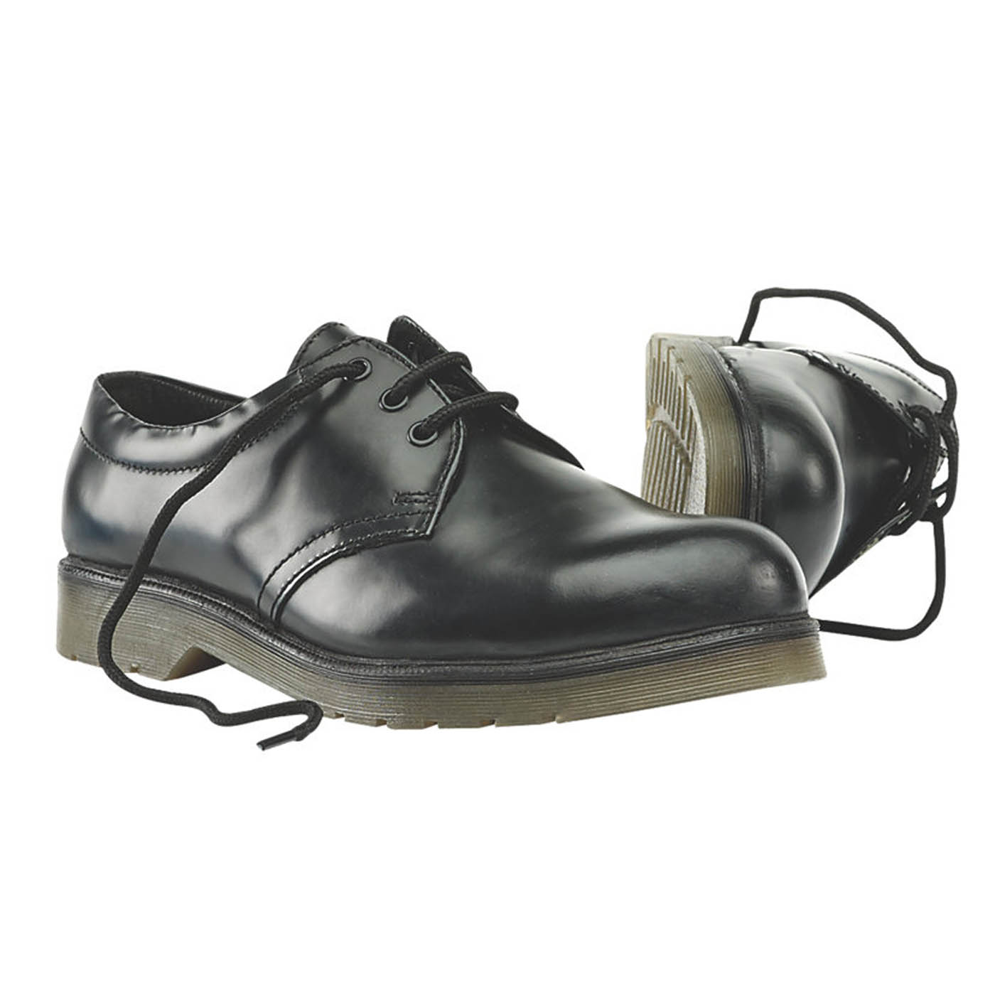 Safety Shoes Mens Wide Fit Black Leather Steel Toe Lightweight Flexible Size 9 - Image 1