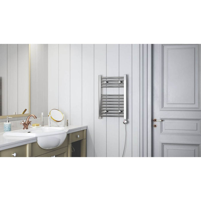 Electric Towel Rail Flat Warmer Bathroom Heater Radiator 60 x 40cm Chrome 410BTU - Image 4
