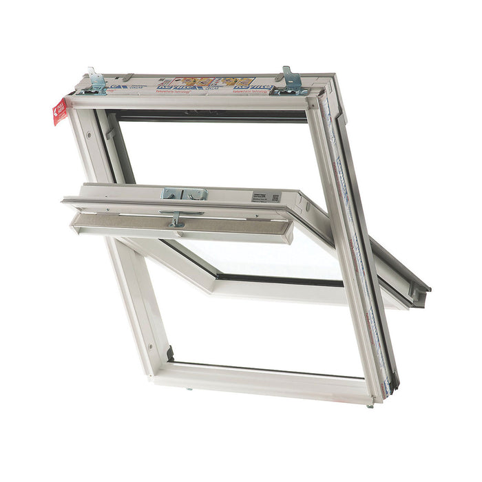 Keylite Centre Pivot Roof Window T01 Manual White Painted Timber Clear 550x780mm - Image 2