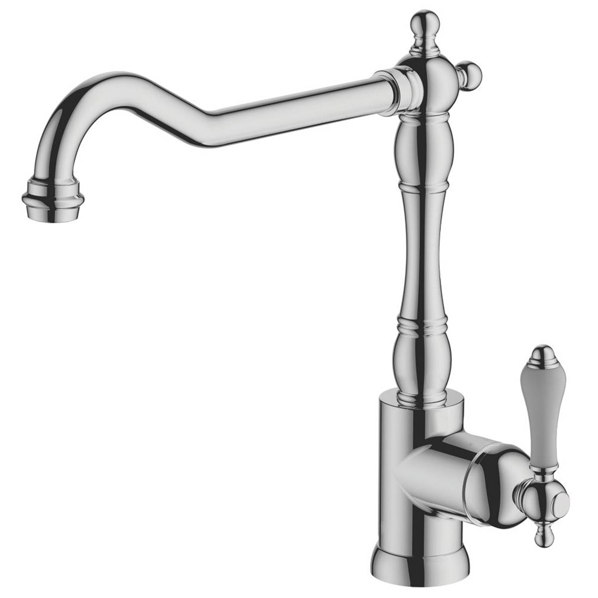 Swirl Kitchen Mixer Tap Swivel Monobloc Single Lever Brass Chrome Traditional - Image 1