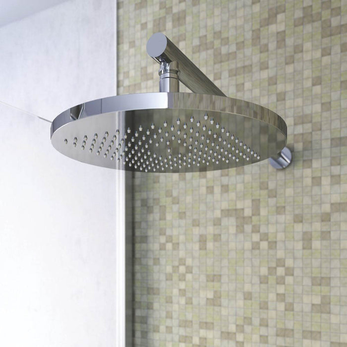 Shower Head Round Drench Swivel Tilt Chrome Single Spray Pattern 200mm - Image 2