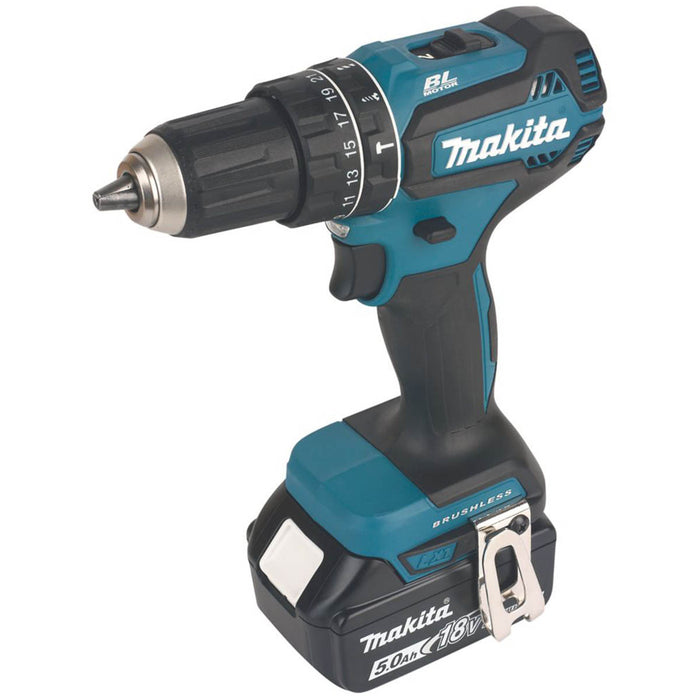 Makita Combi Drill DHP485STJ Cordless Powerful 18V 2 x 5.0Ah Li-Ion Case Charger - Image 2