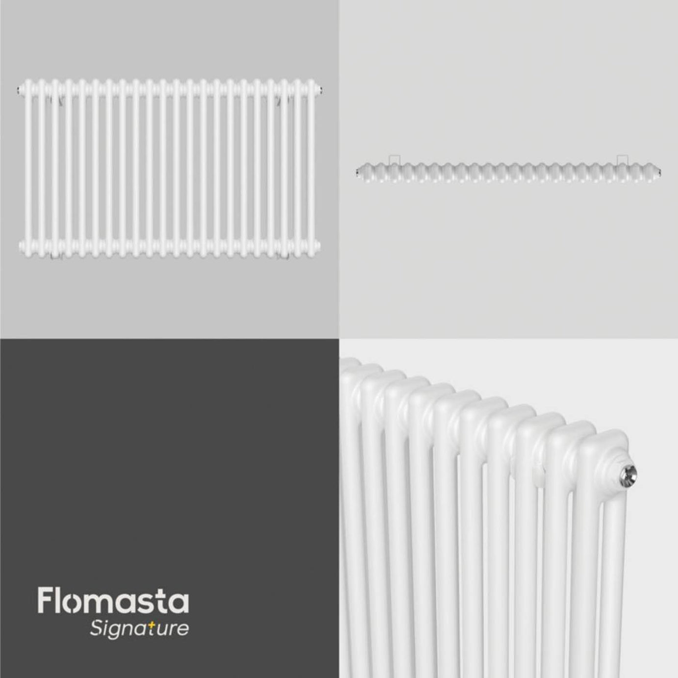 Flomasta 2 Column Radiator White Horizontal Steel Modern Indoor (H)60x(W)101.cm - Image 5