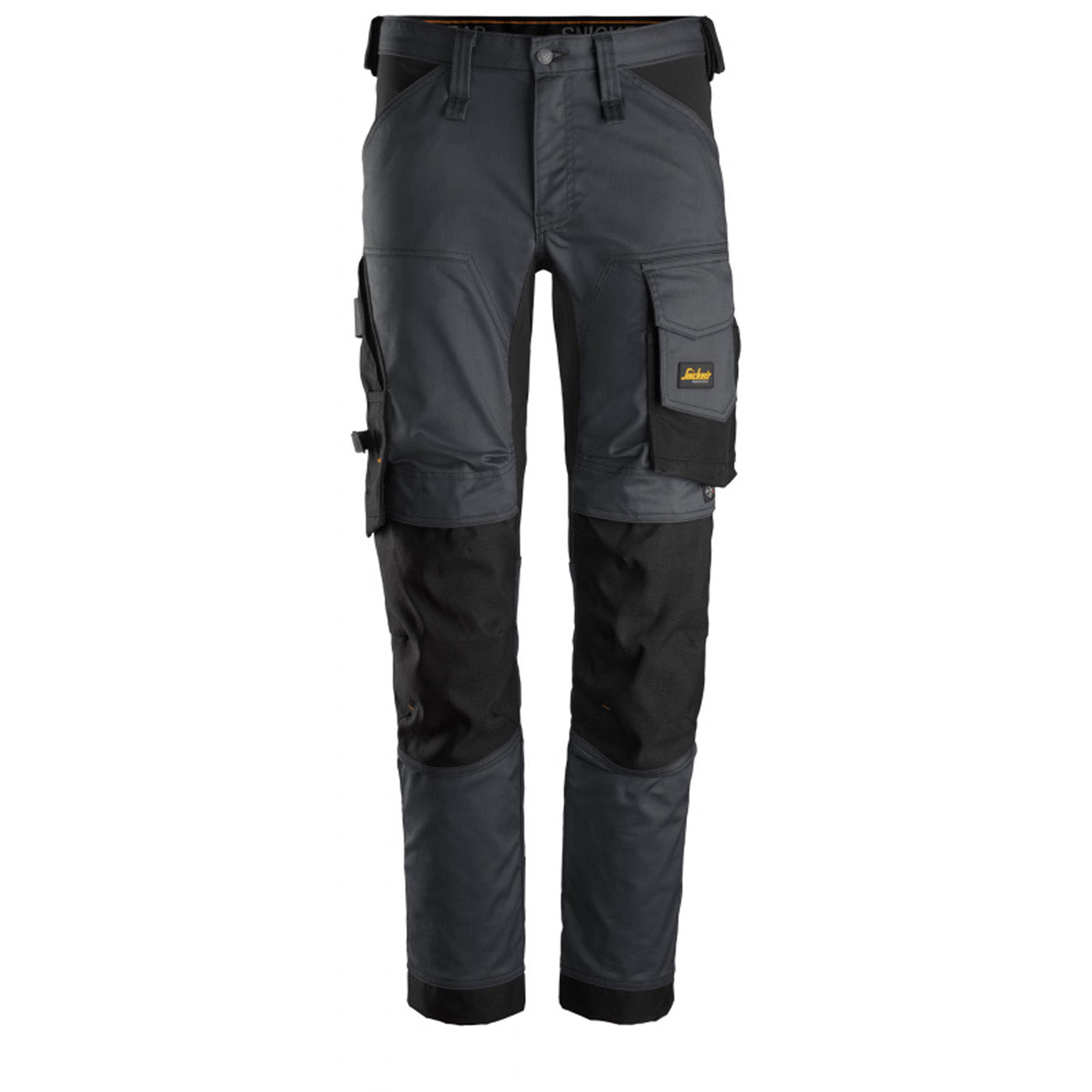 Snickers Work Trousers Mens Slim Fit Grey Black Stretch Multi Pockets W30 L32 - Image 1
