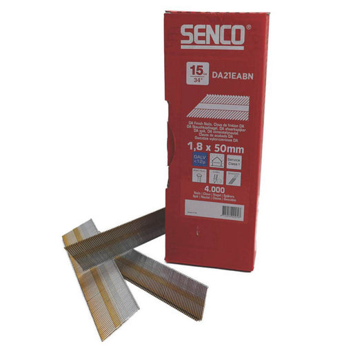 Senco Galvanised Finish Nails 15ga x 50mm Smooth Shank Durable Compact 4000 Pack - Image 1