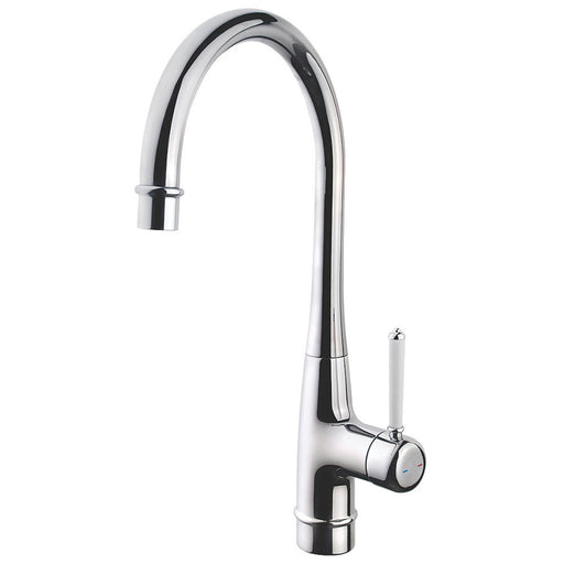 Kitchen Tap Sink Mono Mixer Chrome Swirl Swan Neck Side Lever Operation Faucet - Image 1