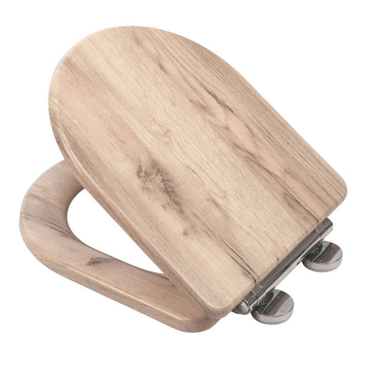 Croydex Toilet Seat Natural Wooden Soft Close Quick Release Bathroom Adjustable - Image 1