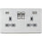 Switched Wall Socket Screwless 2 Gang USB A+C 20W Brushed Chrome Flat Profile - Image 1