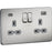 Switched Wall Socket Screwless 2 Gang USB A+C 20W Brushed Chrome Flat Profile - Image 2