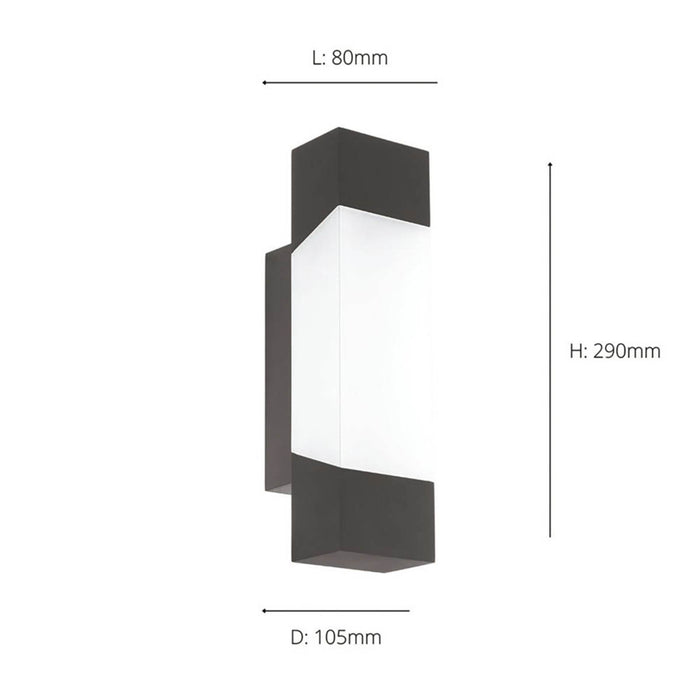 Outdoor LED Wall Light Black Modern Corner Mount Patio Porch Warm White 550lm - Image 3