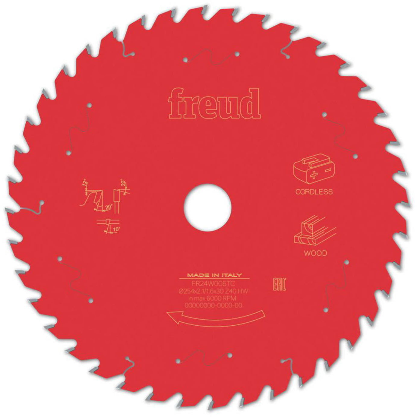 Freud Circular Saw Blade F03FS10073 40T 254x30mm Hardwood Softwood Plywood MDF - Image 1