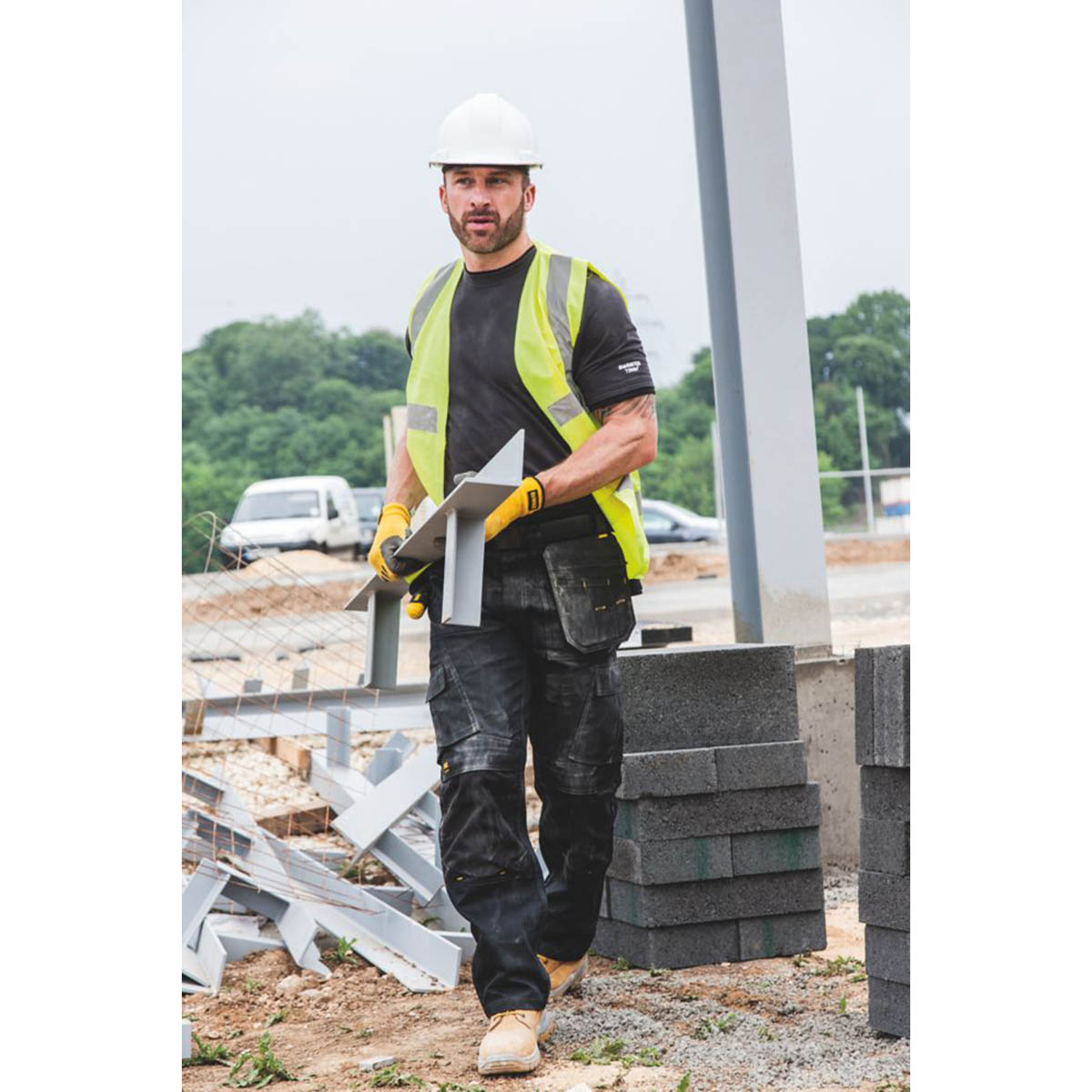 DeWalt Mens Work Trousers Black Breathable Comfort Straight Leg 30" W 33" L - Image 2