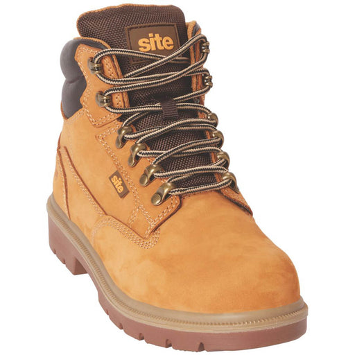 Site Ladies Safety Boots Leather Steel Toe Cap Wide Fit Honey Brown Size 7 - Image 1