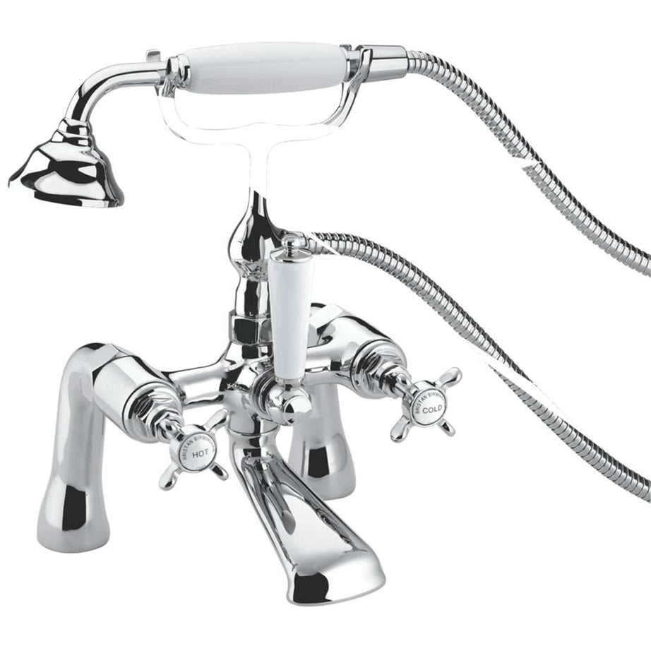 Bristan Shower Mixer Tap Dual Control Manual Brass Chrome Deck Mounted 345mm - Image 1