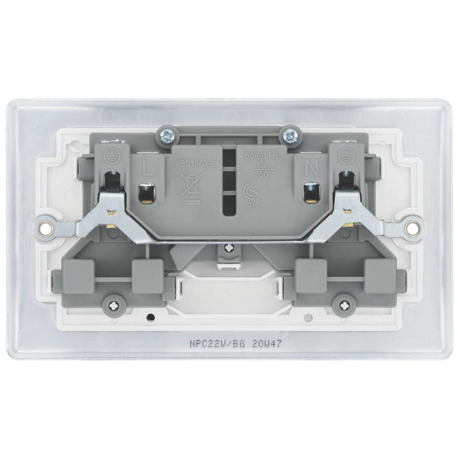 British General Switched Plug Sockets  13A 2-Gang DP Polished Chrome 5 Pack - Image 3