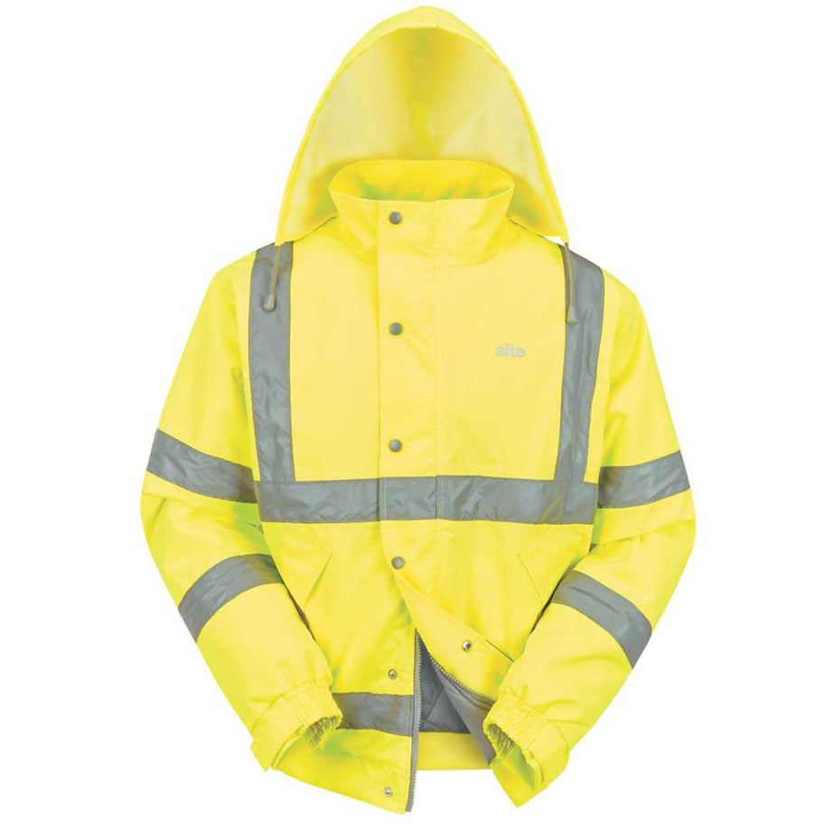 Site Hi-Vis Pilot Jacket Yellow Battell Waterproof With Hood X Large 54" Chest - Image 2