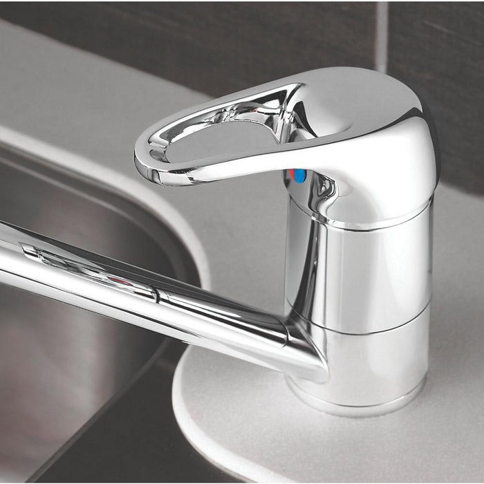 Mixer Kitchen Tap Mono Single Lever Chrome Ceramic Disc Valves Swivel Spout 7bar - Image 3