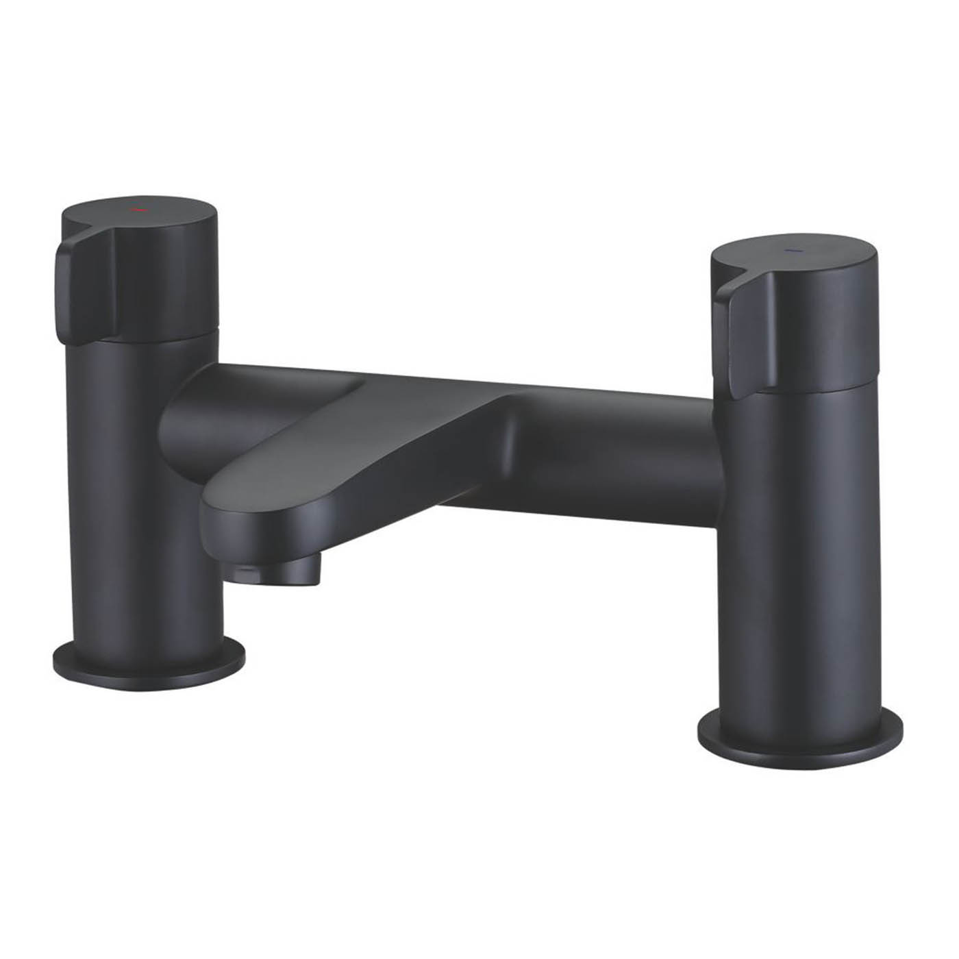 Swirl Caldew Black 120mm Deck Mounted Lever 2 Tap Holes Bath Mixer Tap - Image 1