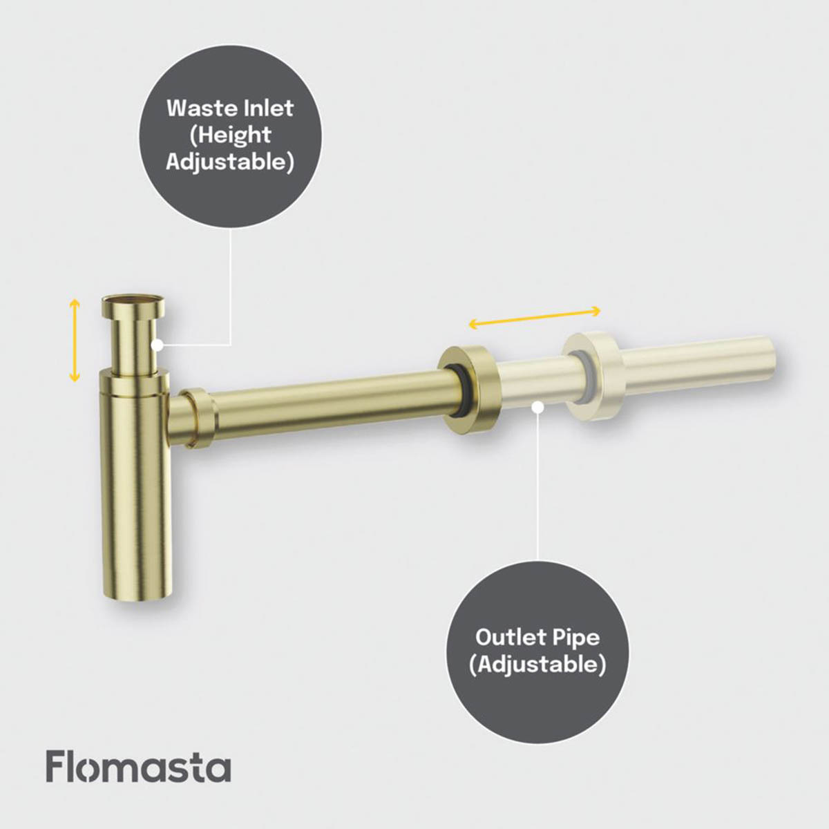 Flomasta  Bottle Trap Brushed Brass 32mm - Image 3