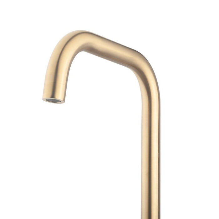 Swirl Kitchen Tap Mono Mixer Brushed Brass Double Lever Single Spout Modern - Image 2