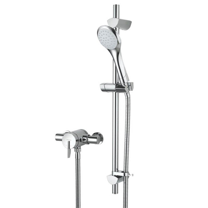 Mixer Shower Set Round Head Chrome Bathroom Thermostatic Single-Spray Rear Fed - Image 4