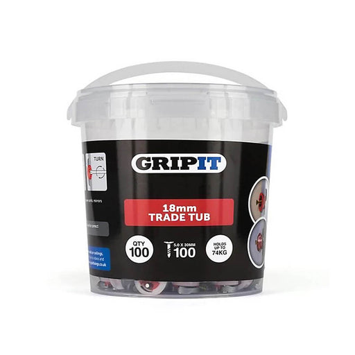 Gripit Red Plasterboard Fixings 18mm Removable Easy installation Pack 100 - Image 1