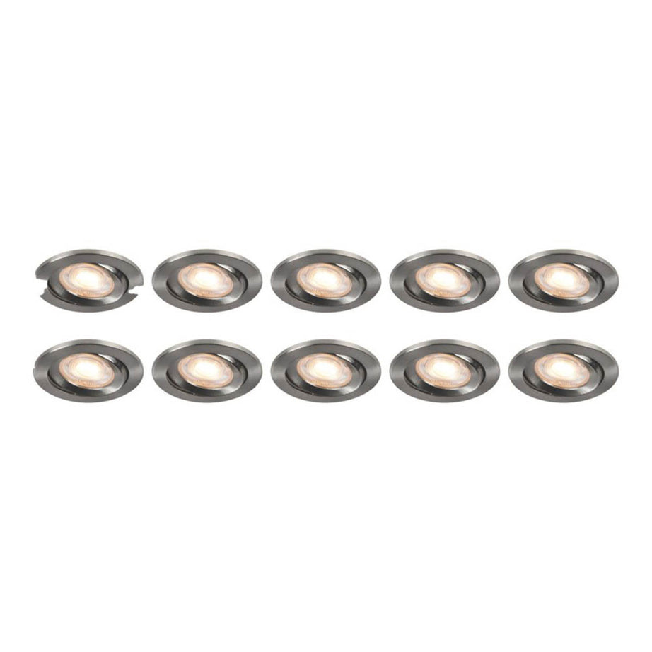 LAP Ubertas Tilt  LED Downlights Brushed Nickel 4W 420lm 10 Pack - Image 1