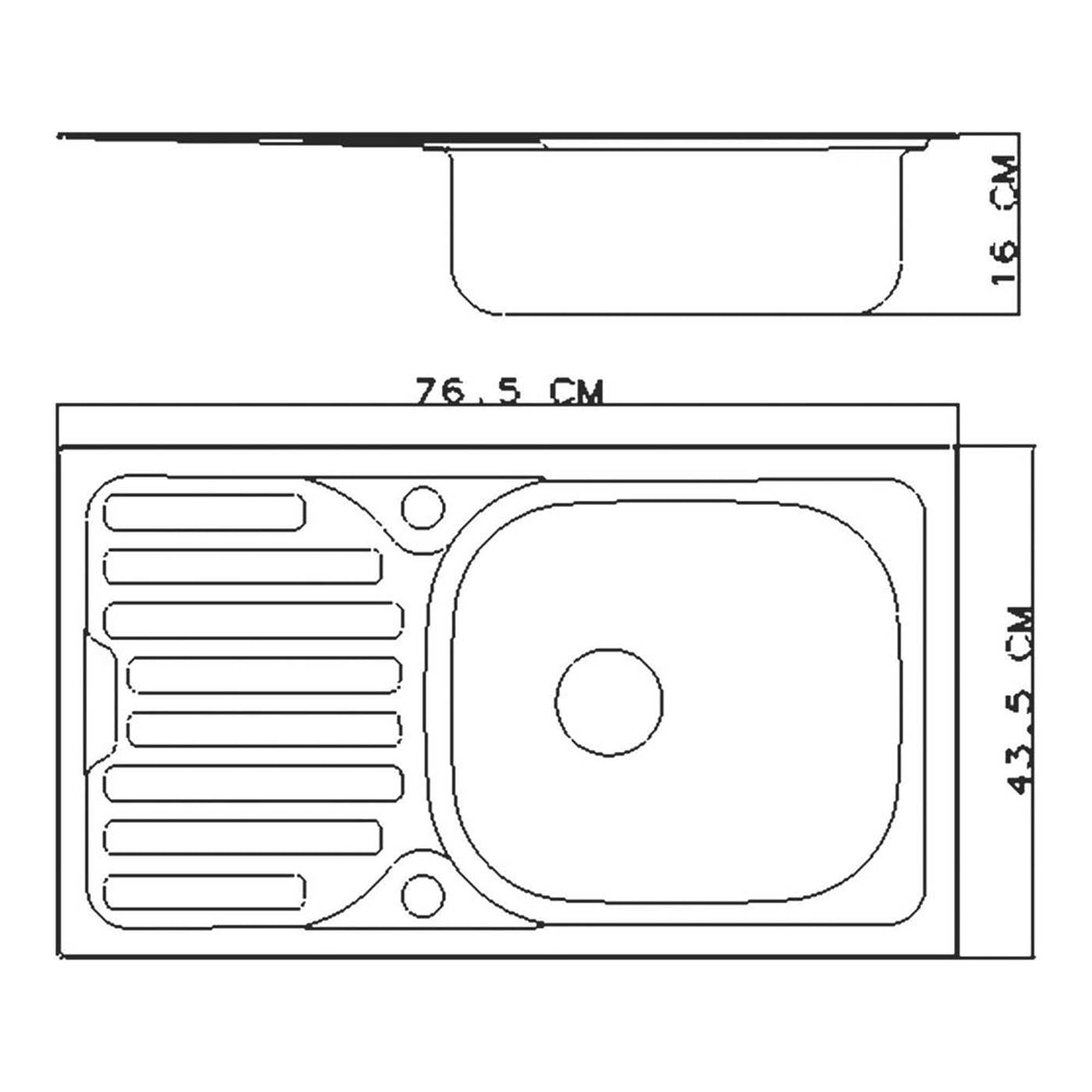 Jabiri Compact 1 Bowl  Satin Stainless Steel Sink 600mm x 500mm - Image 3