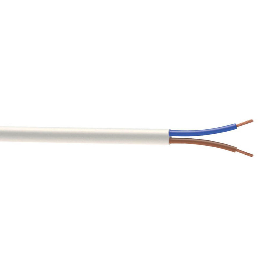 Time Flexible Cable 3182Y White 2 Core 1.5mm² Indoor 8mm Round Drum 25m - Image 1