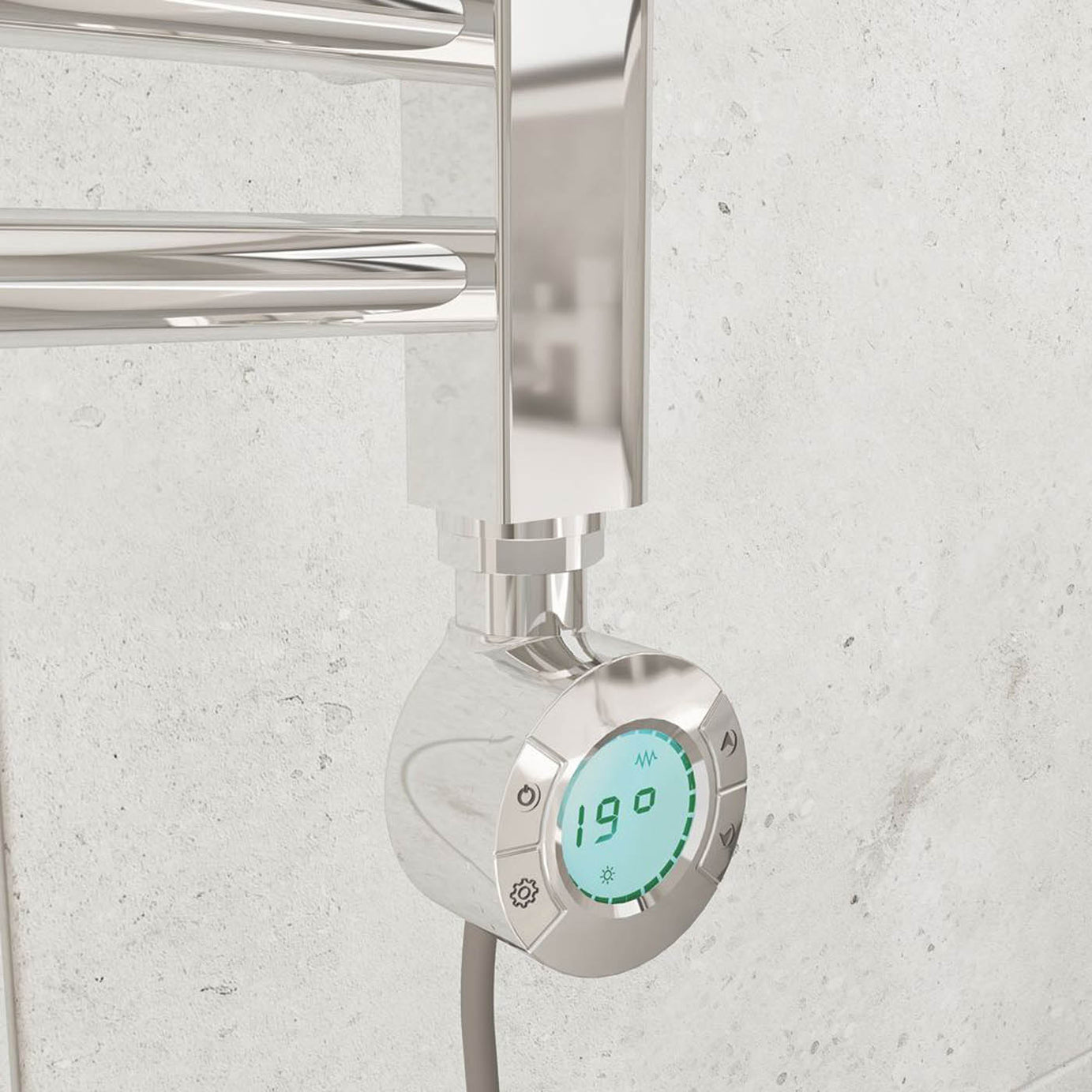 Flomasta Electric Towel Rail Radiator Chrome Flat Bathroom Warmer (H)180x(W)50cm - Image 3