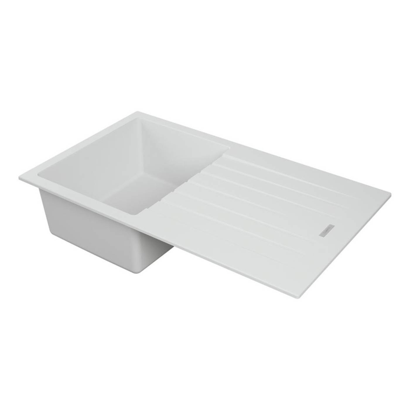 Kitchen Sink 1 Bowl Inset Granite Composite White Reversible Drainer Waste - Image 1