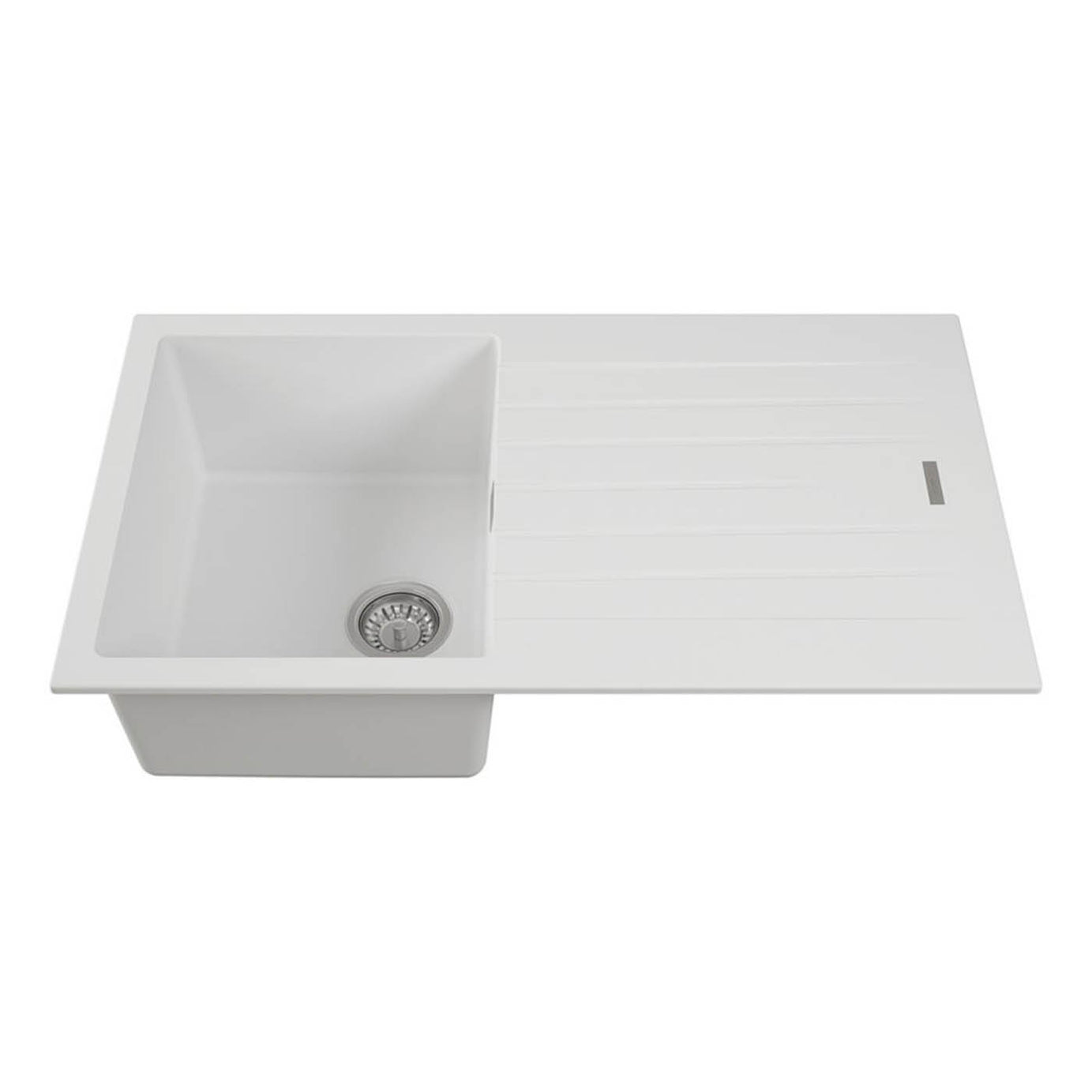 Kitchen Sink 1 Bowl Inset Granite Composite White Reversible Drainer Waste - Image 2