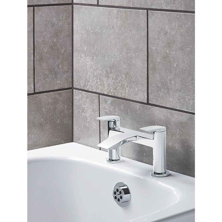 Bath Filler Tap Mixer Chrome Double Lever Brass Bathroom Contemporary Faucet - Image 2