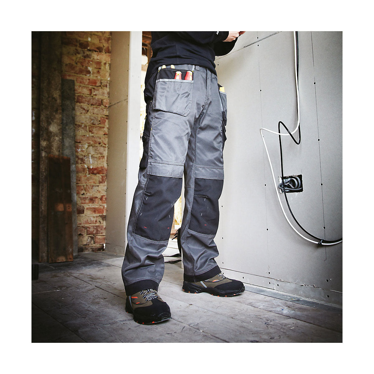 Snickers Work Trousers Mens Relaxed Fit Grey Black Multi Pockets 33"W 32"L - Image 3