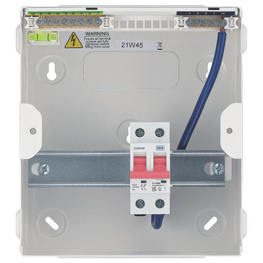 British General Consumer Unit Main Switch 4 Way Fuse Box 6 Module Part-Populated - Image 2