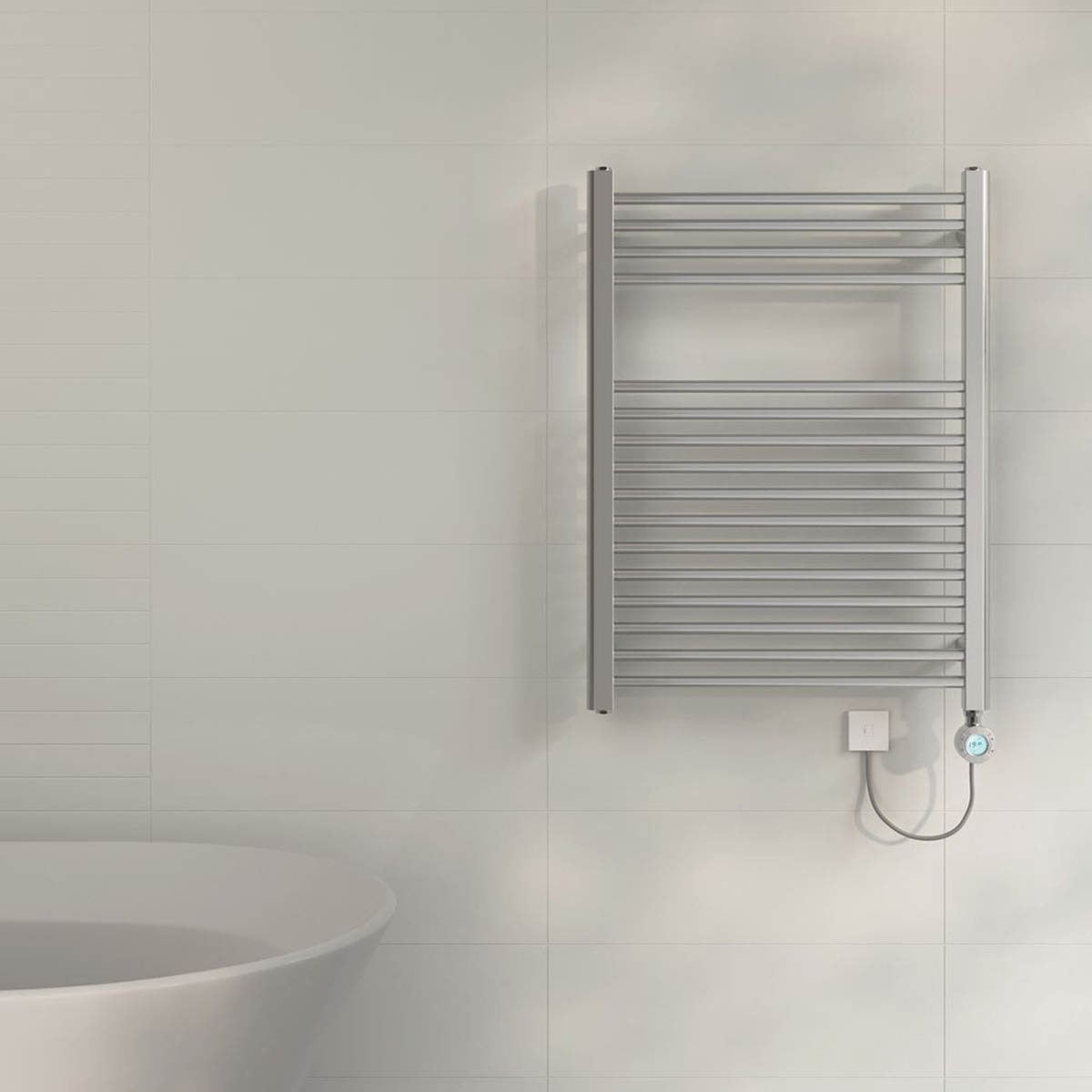 Flomasta Electric Towel Radiator Chrome Flat 800mm x 600mm 853BTU - Image 2