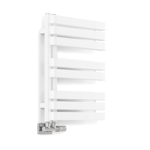 Designer Towel Rail Radiator Compact Wall Mounted 655 x 500mm White 1535BTU - Image 1