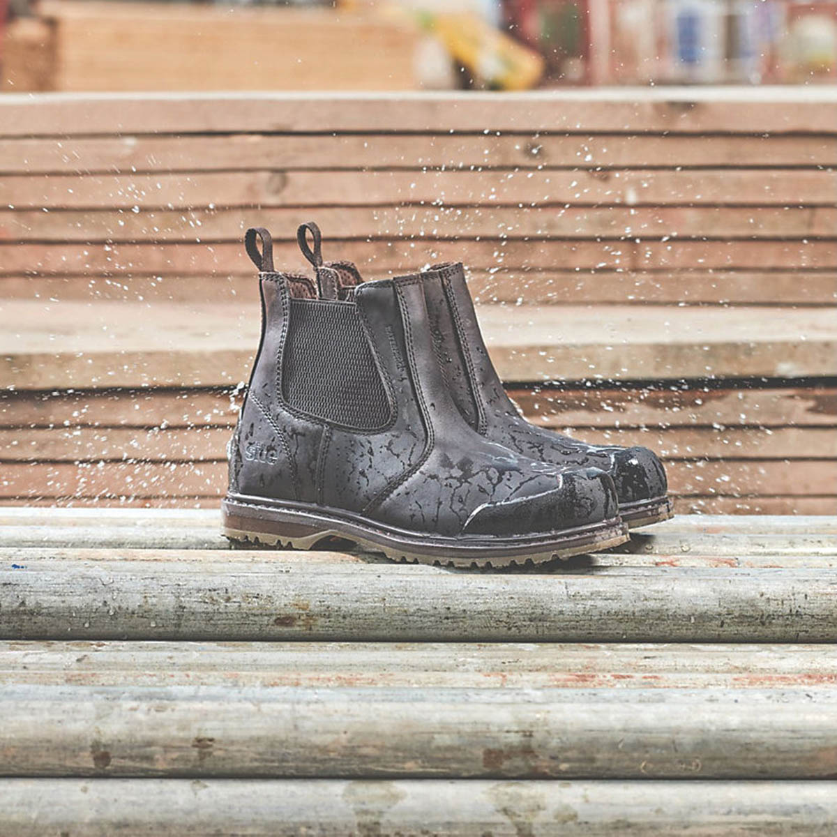 Site Safety Dealer Boots Mens Wide Fit Brown Leather Work Shoes Steel Toe Size 7 - Image 3